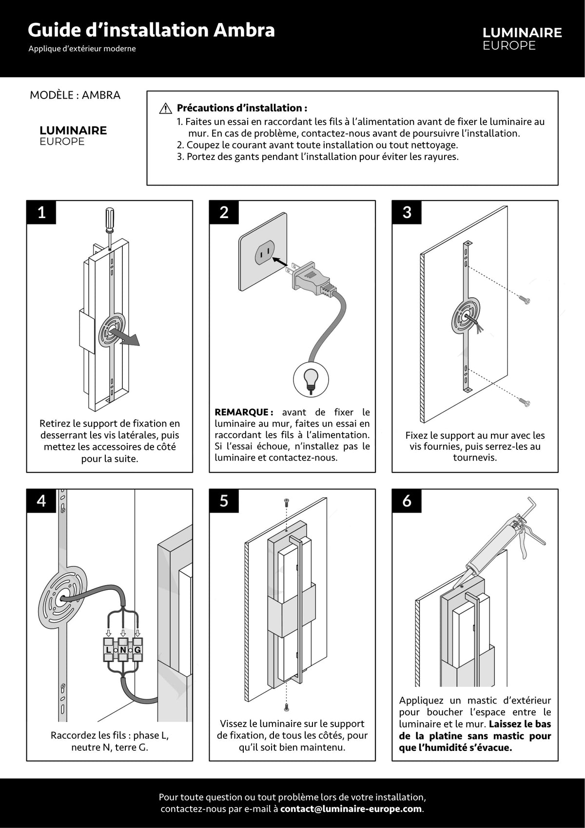 Page 1 du guide d’installation