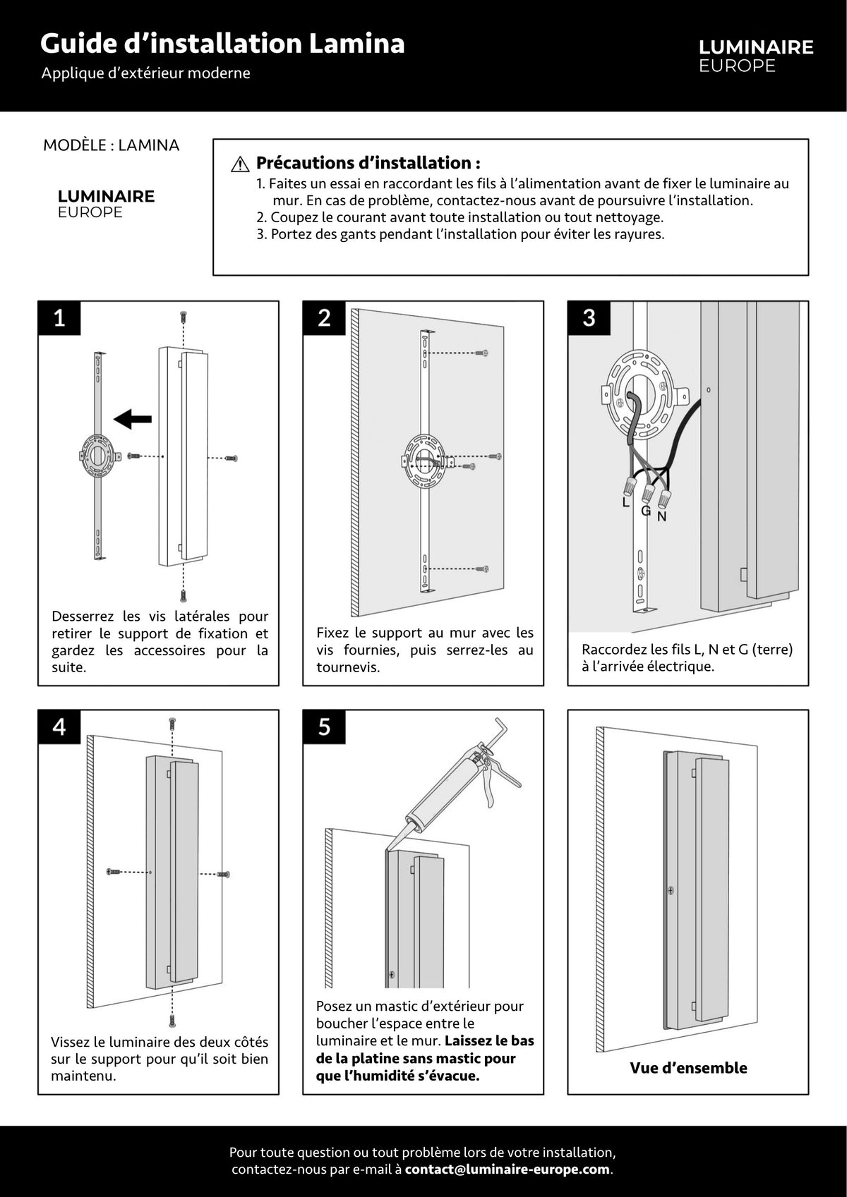 Page 1 du guide d’installation