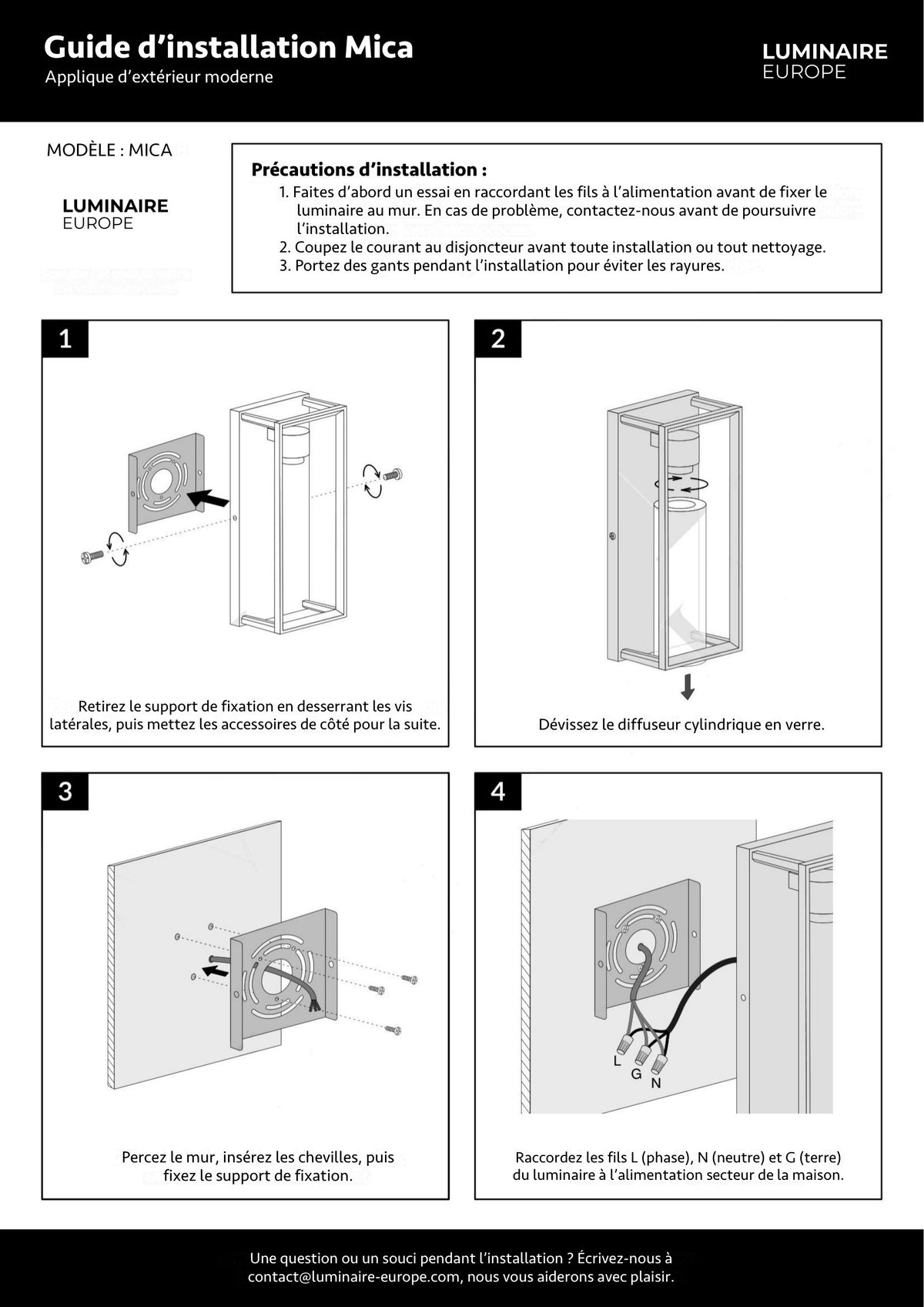 Page 1 du guide d’installation