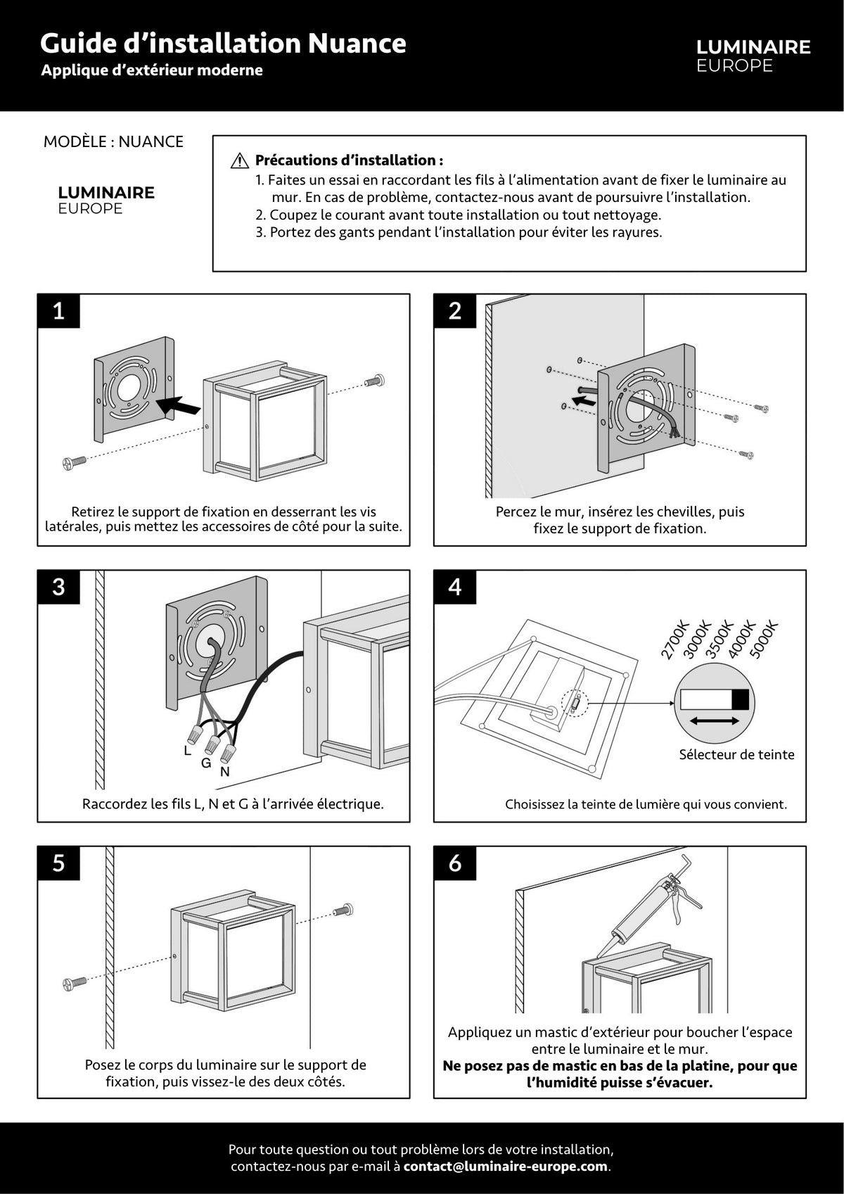 Page 1 du guide d’installation