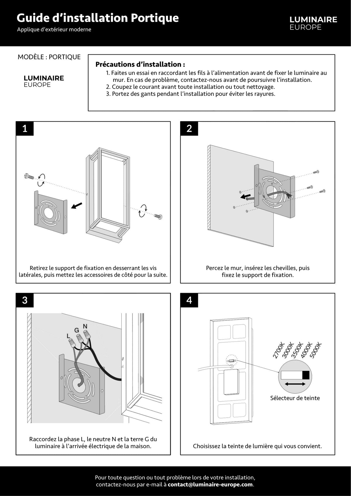 Page 1 du guide d’installation