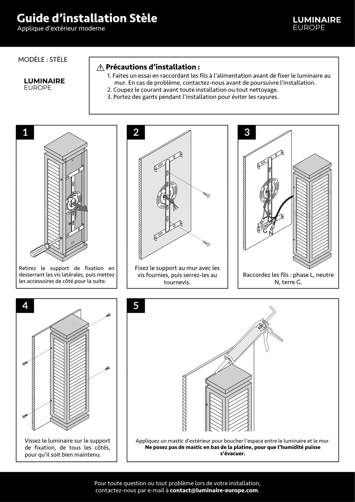 Page 1 du guide d’installation