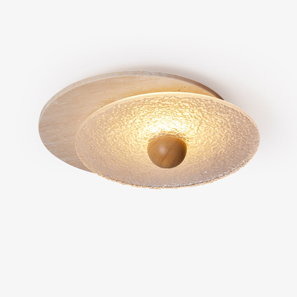 Plafonnier moderne Thorir en Travertin jaune et noyer