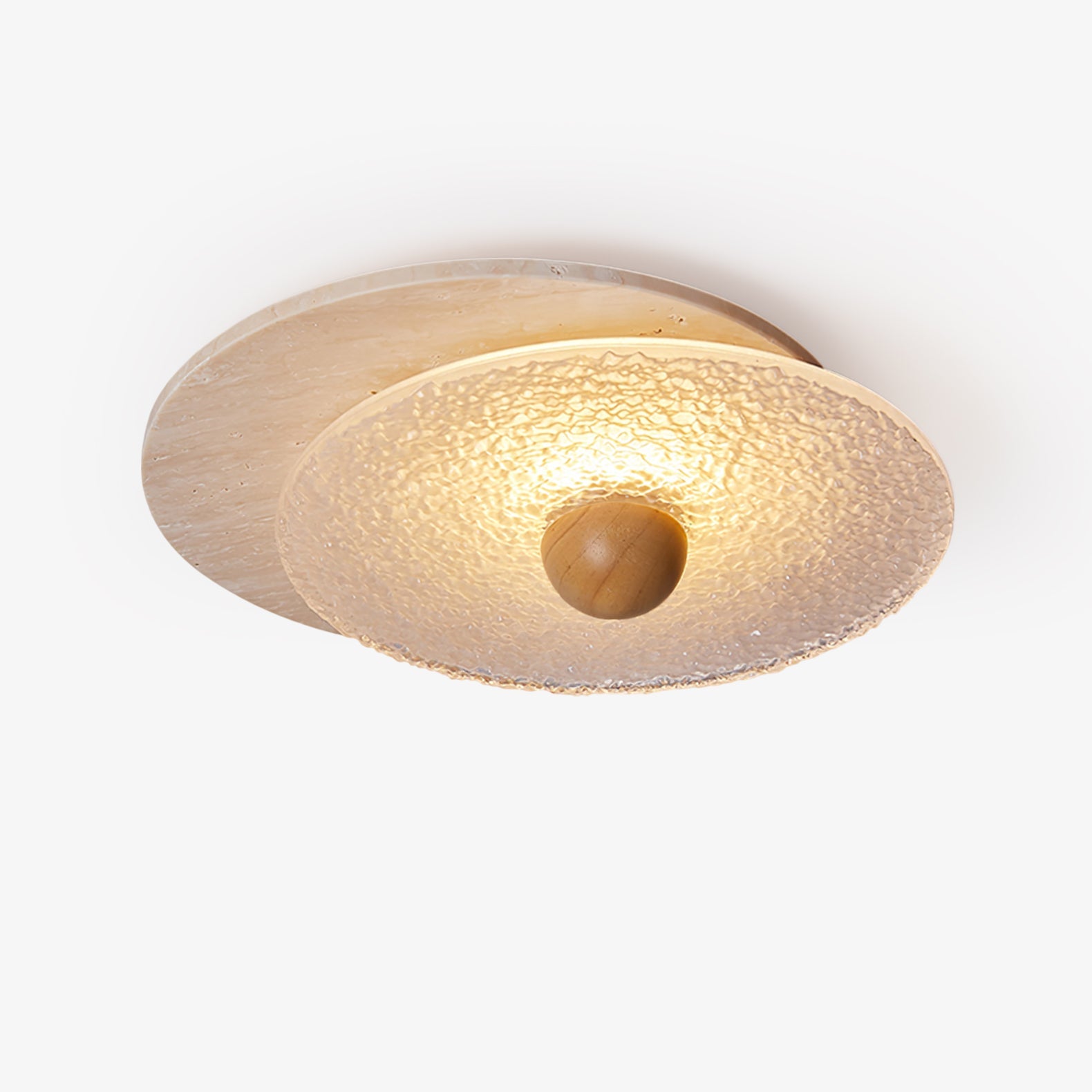 Plafonnier moderne Thorir en Travertin jaune et bois