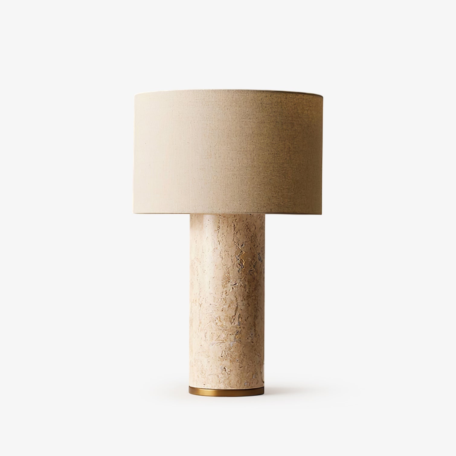Lampe à poser moderne Hob en pierre, Travertin Vert marbre et beige