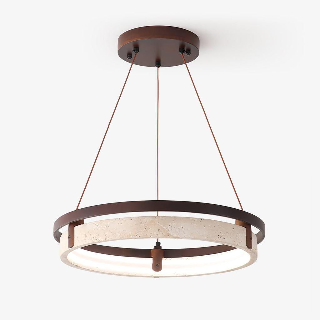 Suspension moderne Vili en Travertin jaune et noyer bois