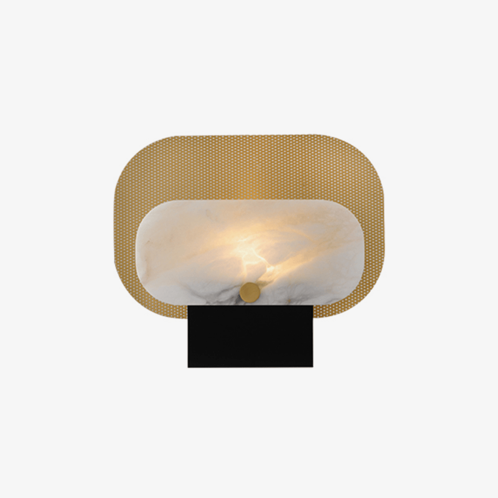 Lampe à poser moderne Gideon en Albâtre Doré et blanc et doré