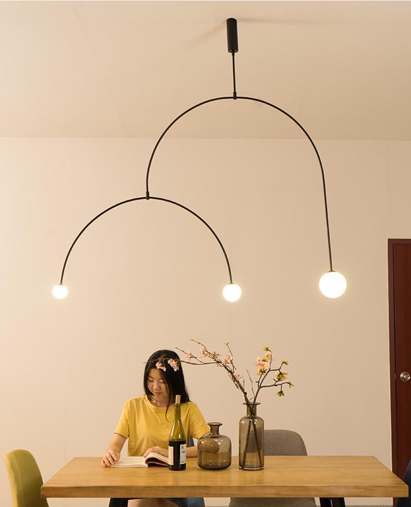 Lustre moderne Todd en Métal, Fer, Acier, Verre Noir