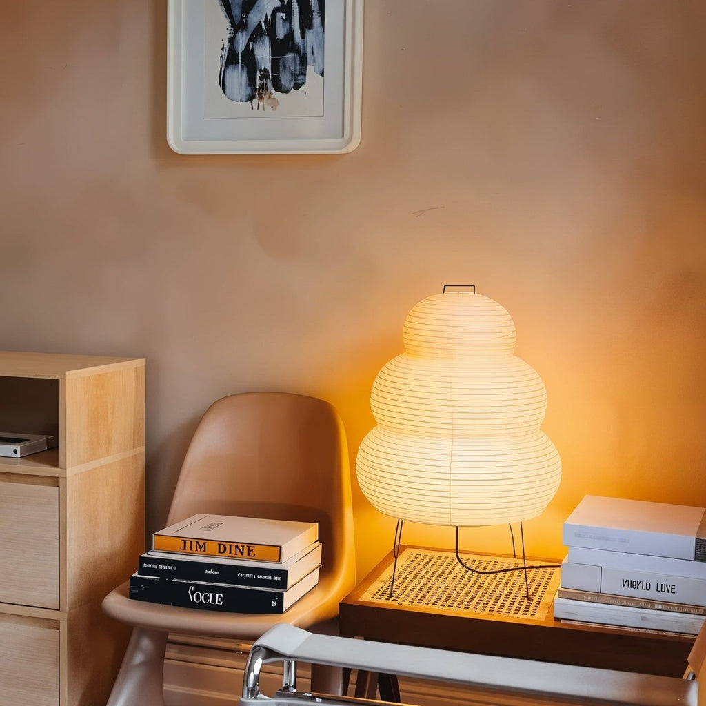 Lampe à poser moderne Fleming en papier Blanc
