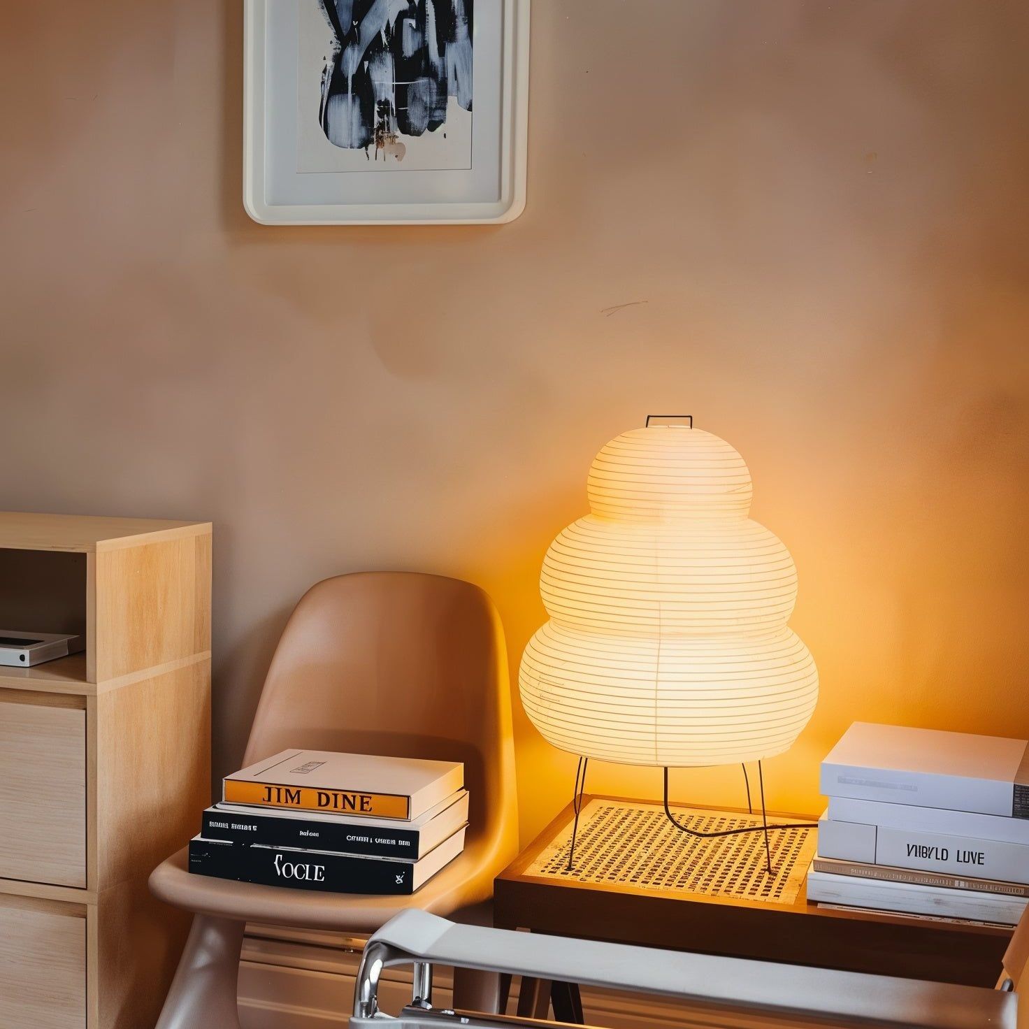 Lampe à poser moderne Fleming en papier Blanc