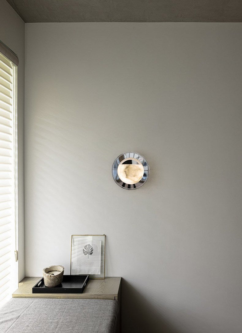 Applique murale moderne Ville en Albâtre Chrome et blanc
