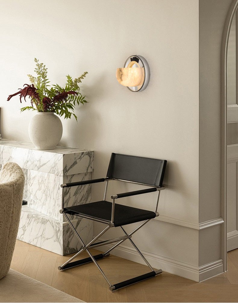Applique murale moderne Ville en Albâtre Chrome et blanc