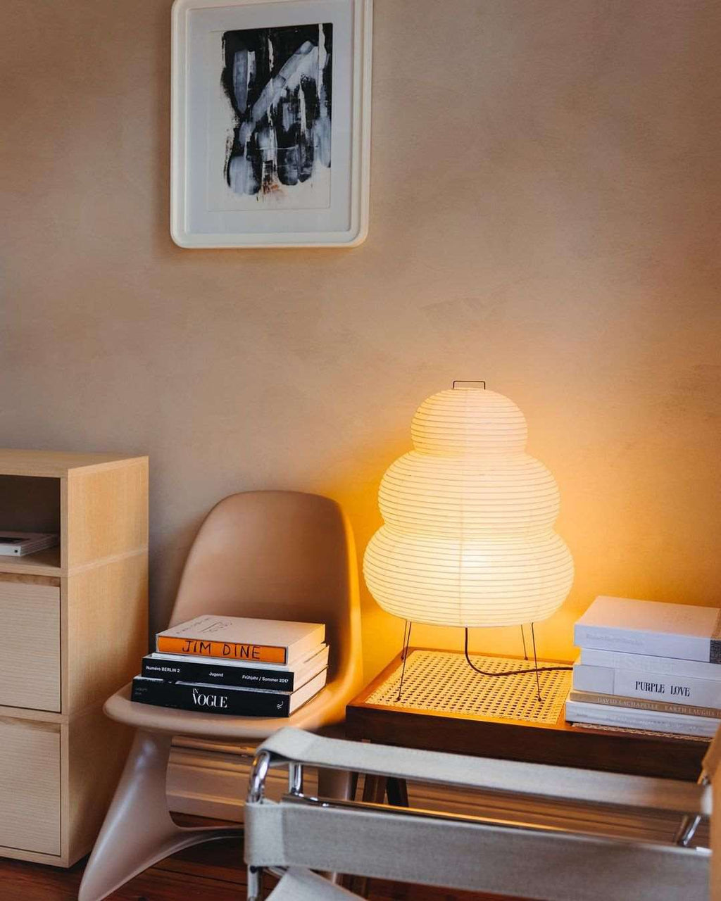 Lampe à poser moderne Fleming en papier Blanc