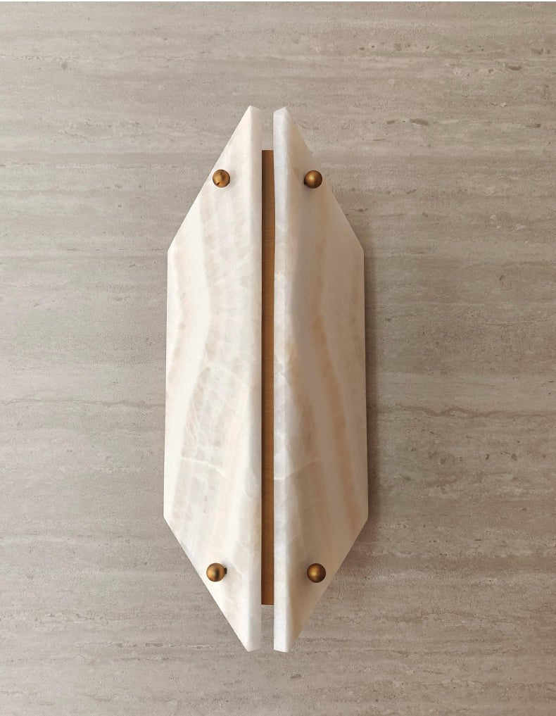 Applique murale moderne Berger en Onyx, Jade Blanc albâtre et blanc