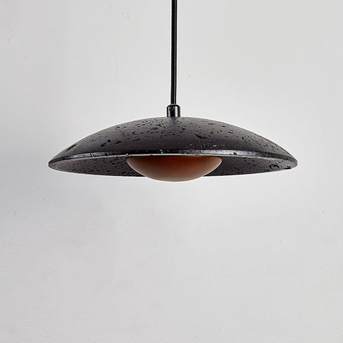 Suspension moderne Foldar en Noir travertin et foncé noyer