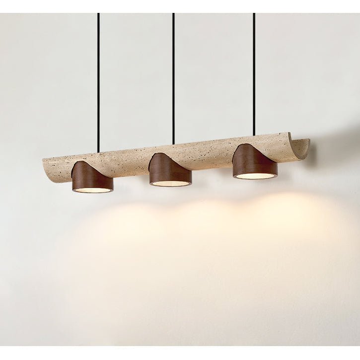 Suspension moderne Grafton en Travertin jaune et noyer