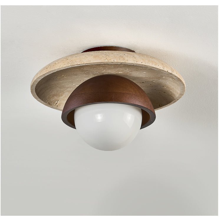 Plafonnier moderne Dov en Foncé noyer et noir travertin