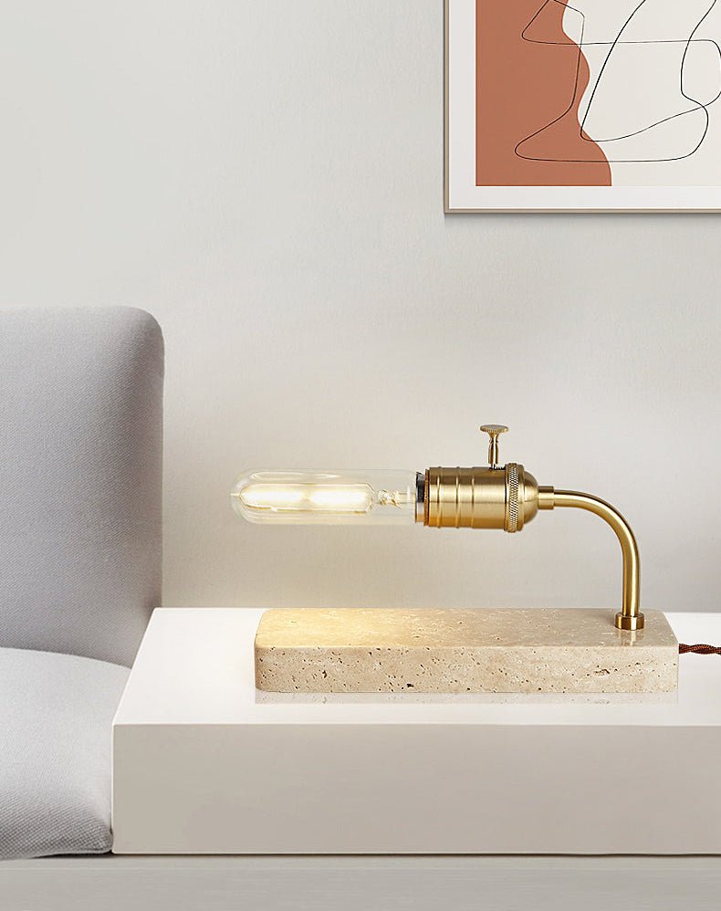 Lampe à poser moderne Carson en Noir et travertin jaune