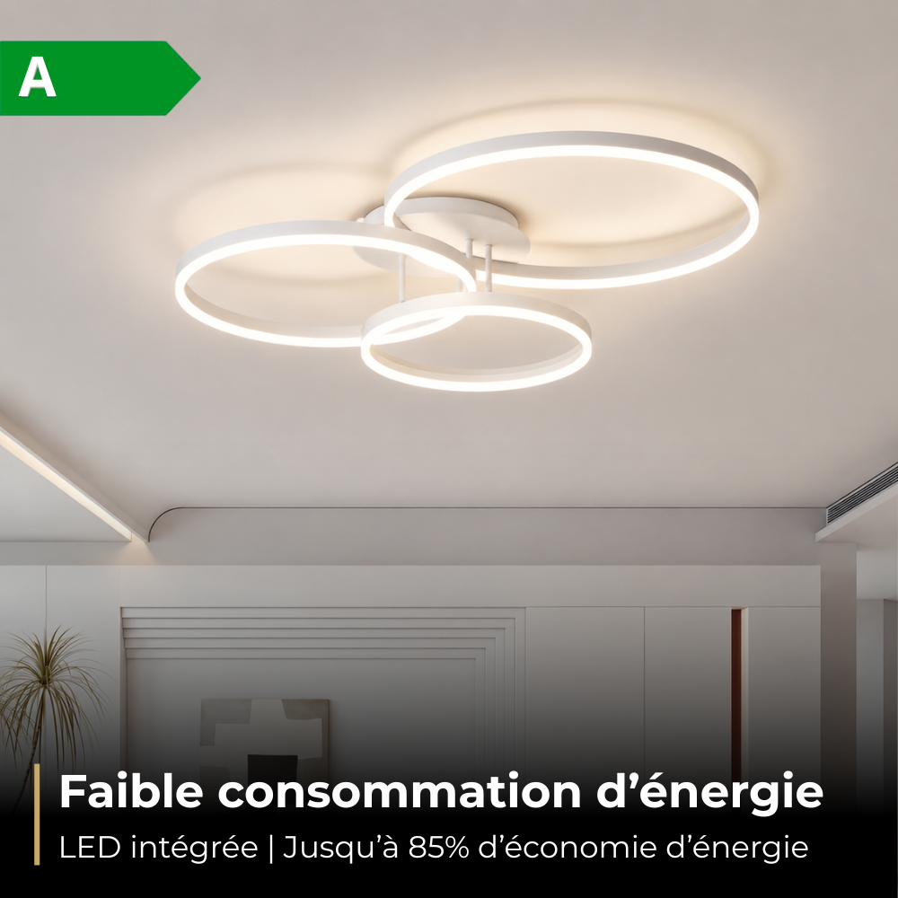 Plafonnier LED Design Triple Anneau