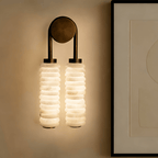 Applique murale moderne James en Albâtre Bronze et blanc