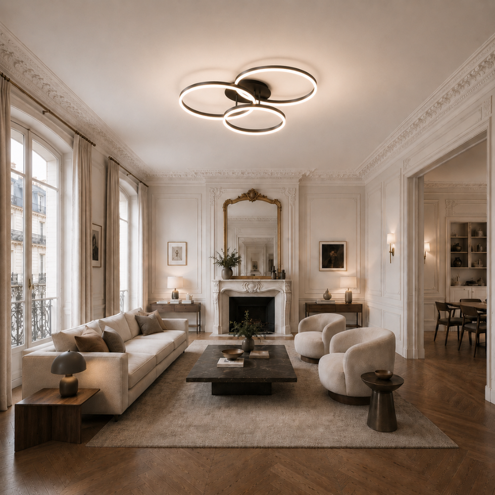 Plafonnier LED Design Triple Anneau