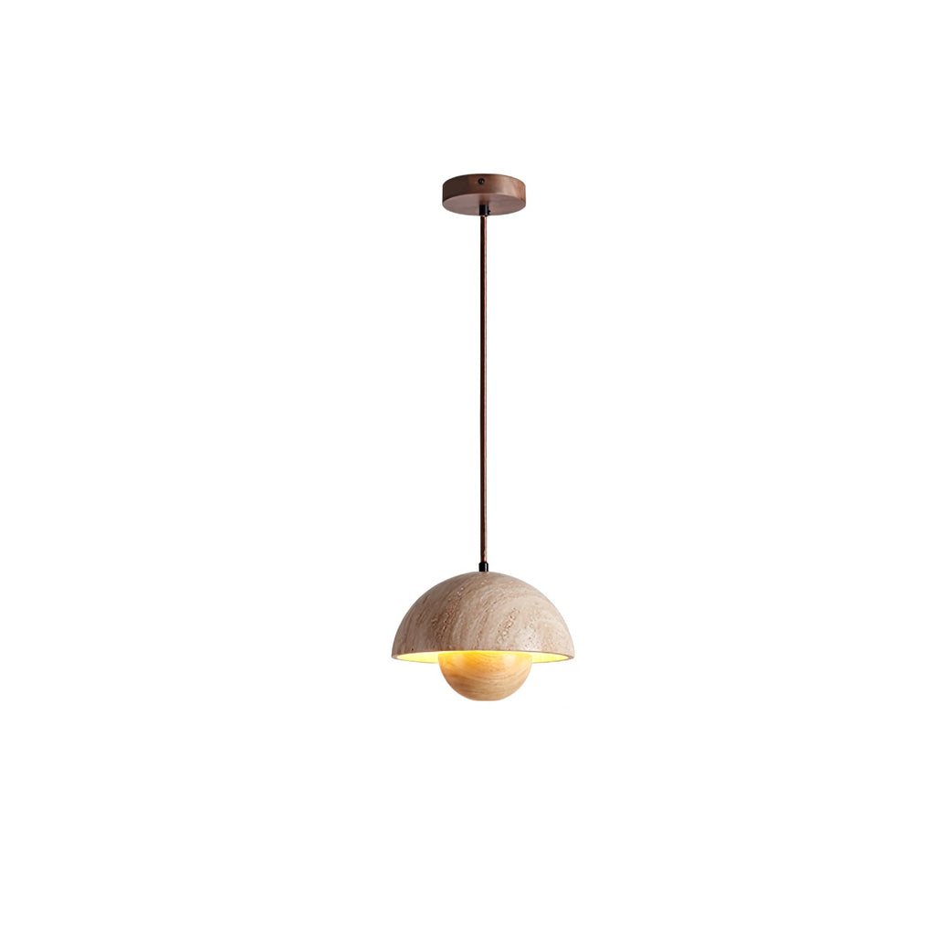 Suspension moderne Cob en Bois et travertin jaune