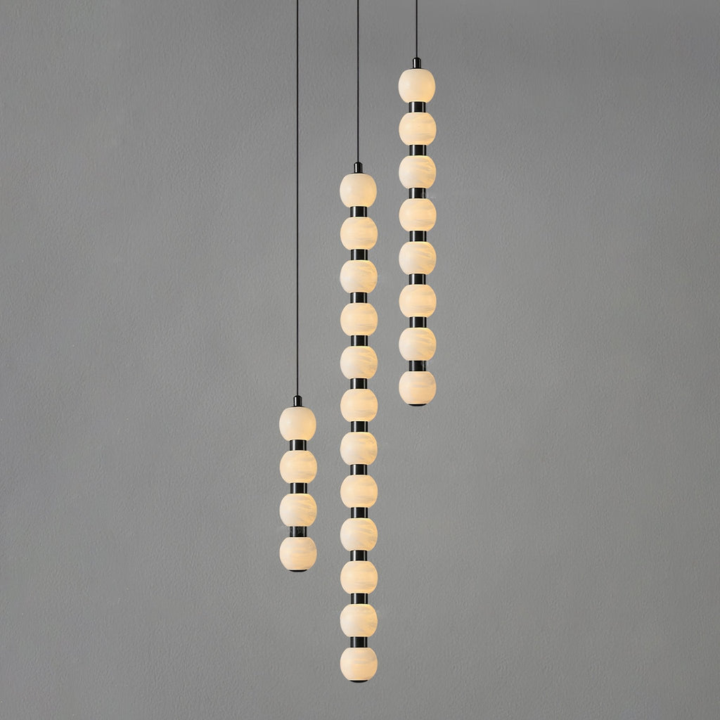 Suspension moderne Oric en Albâtre Noir et blanc