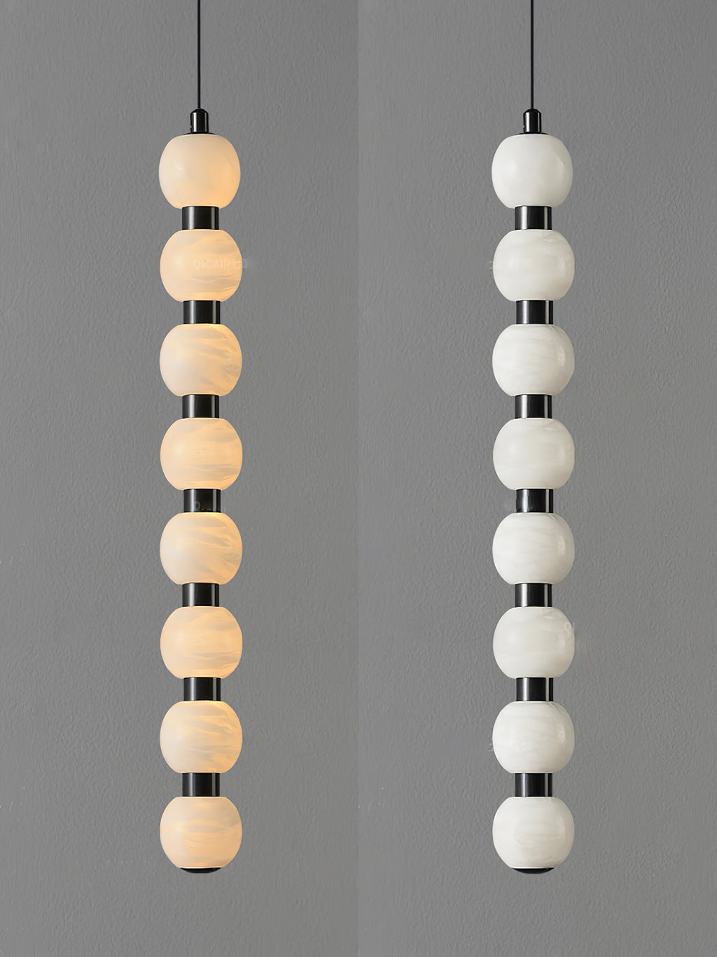 Suspension moderne Oric en Albâtre Noir et blanc