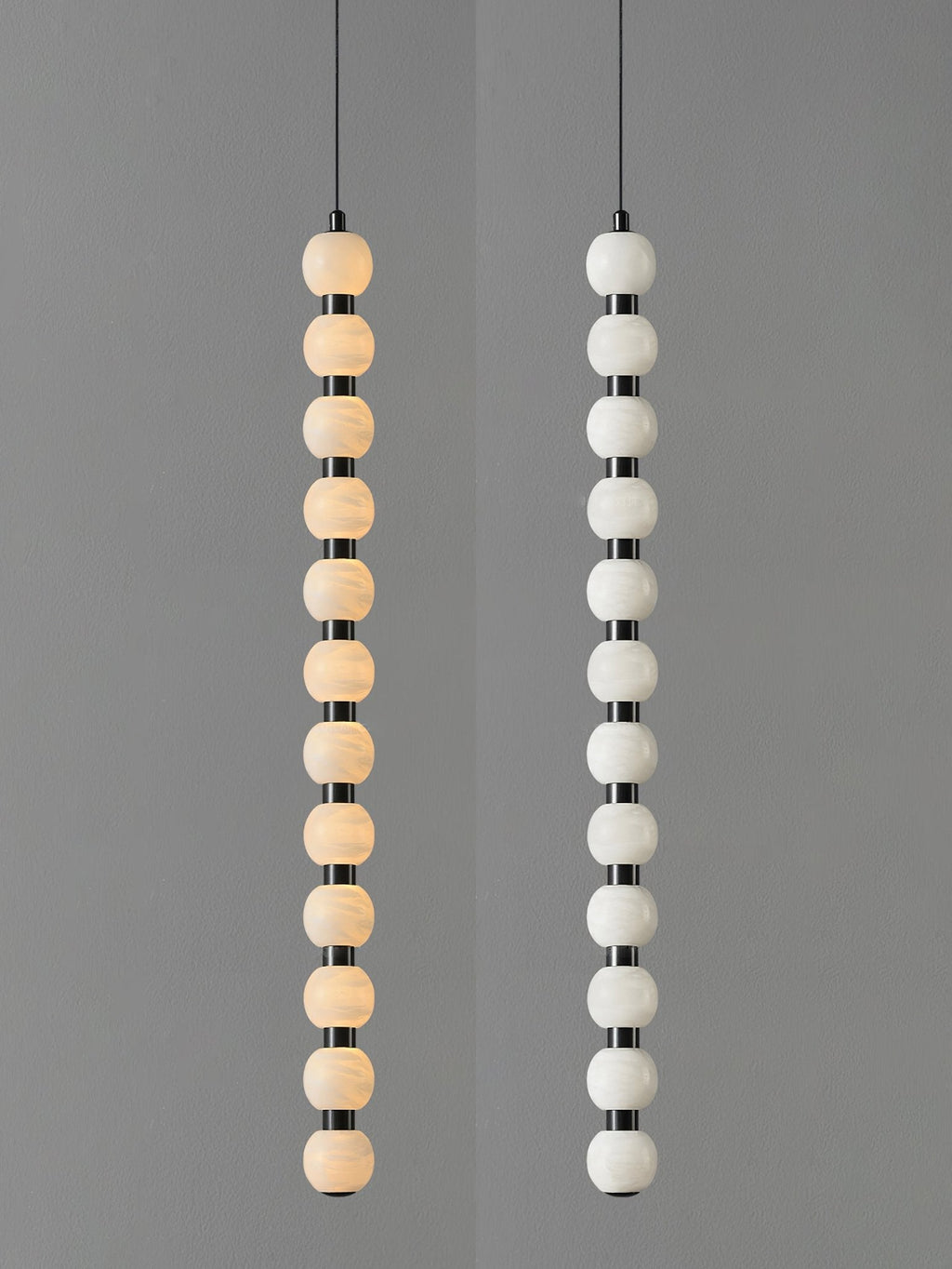 Suspension moderne Oric en Albâtre Noir et blanc
