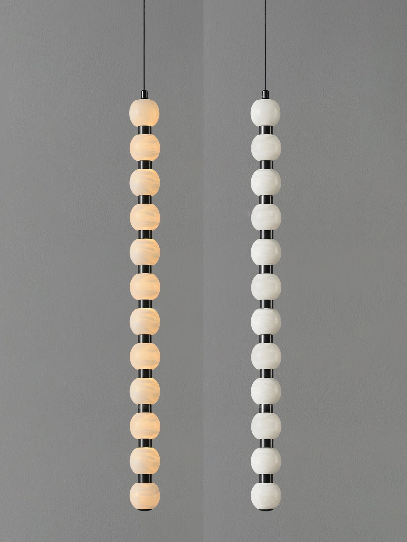 Suspension moderne Oric en Albâtre Noir et blanc