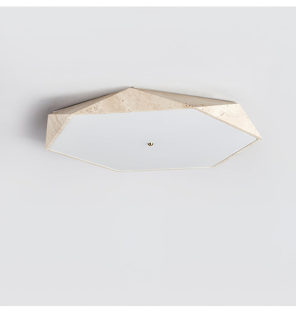 Plafonnier moderne Leith en pierre Travertin jaune et blanc