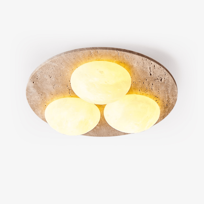 Plafonnier moderne Thorleif en Travertin jaune et blanc
