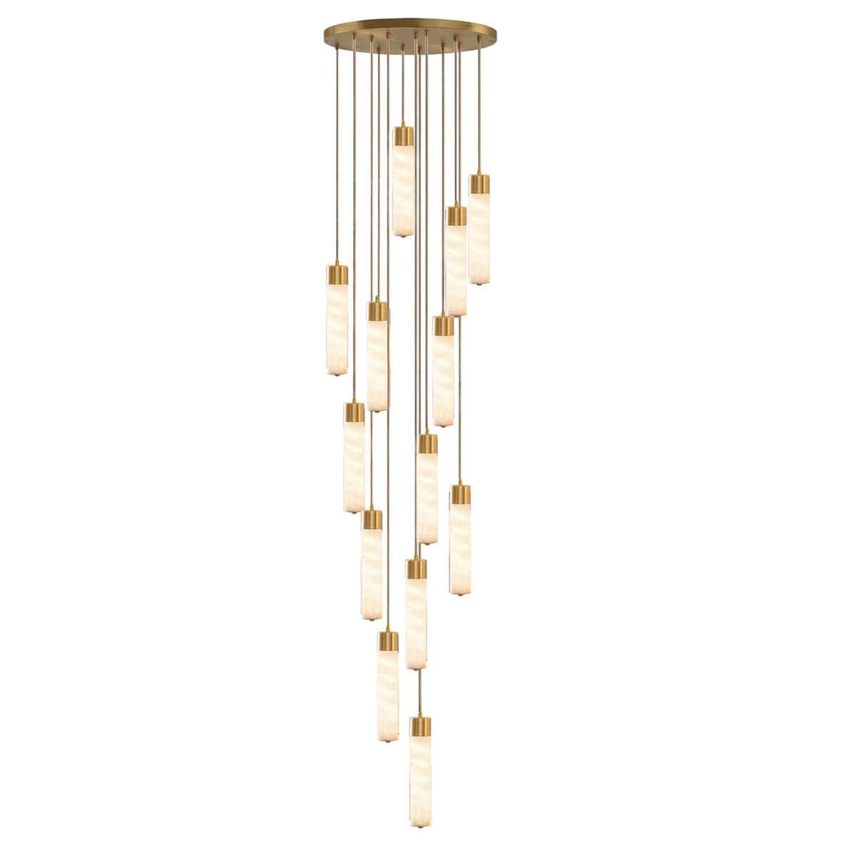 Alabaster Tube Brass Pendant Lamp