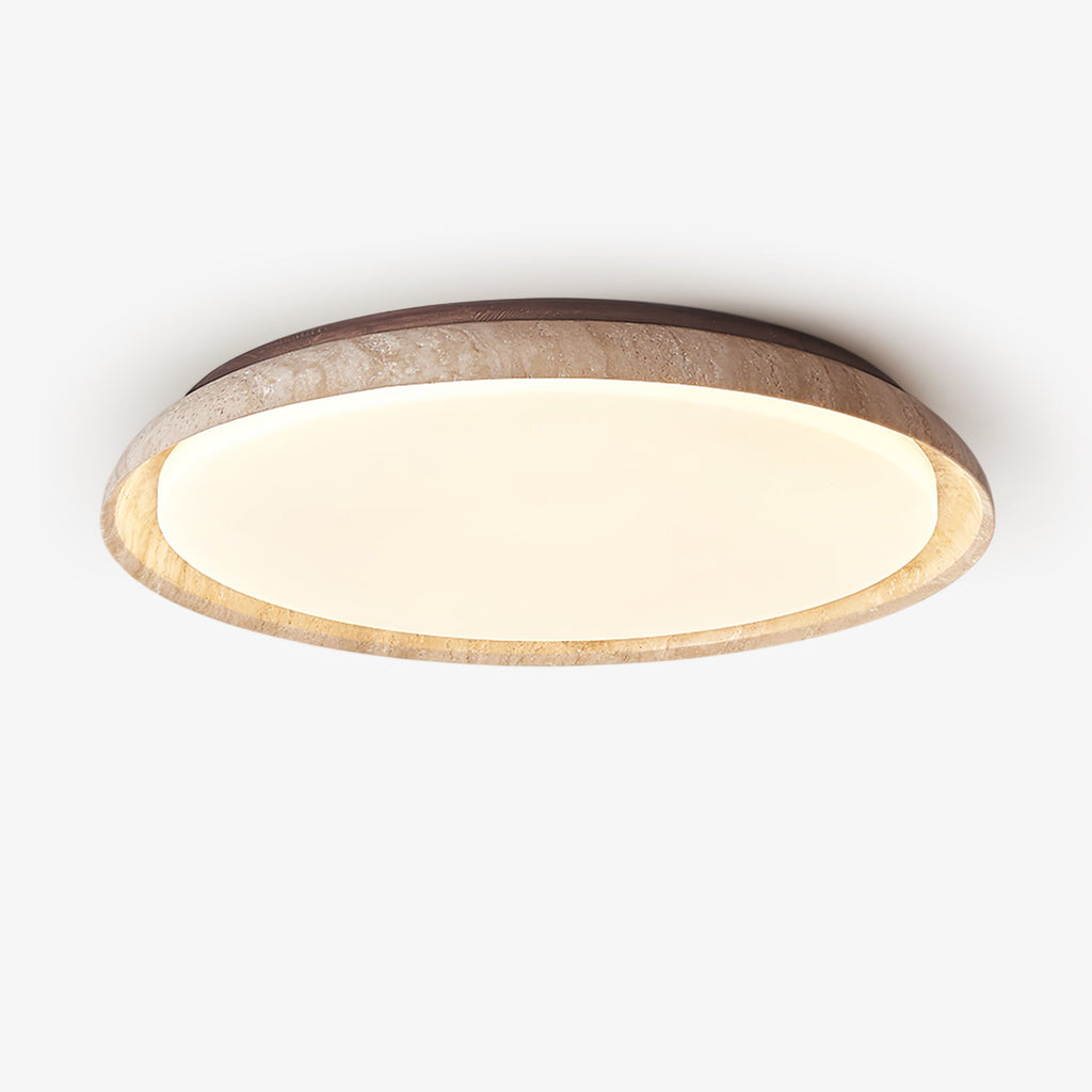 Plafonnier moderne Edmond en Travertin jaune et noyer
