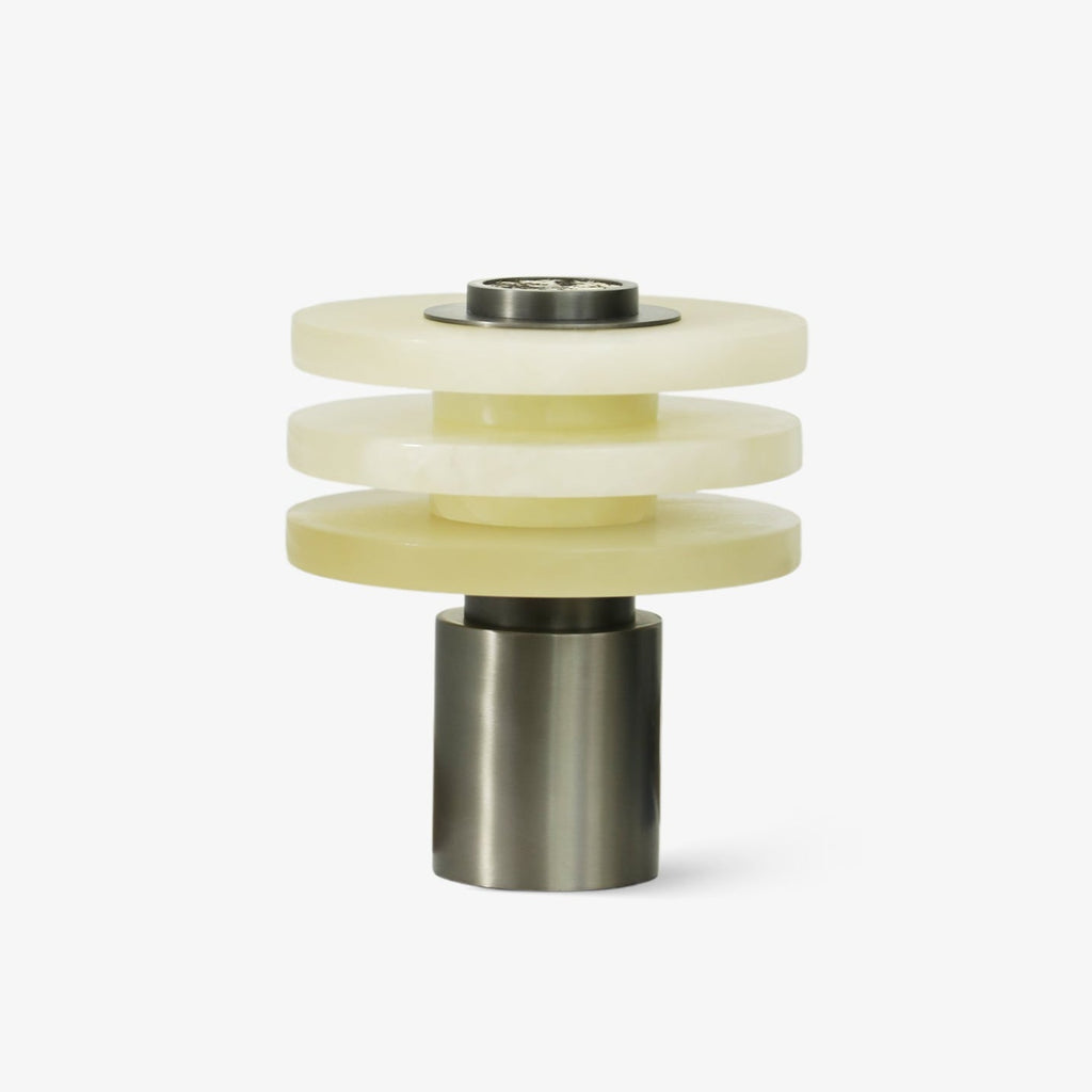 Lampe à poser moderne Mogens en Albâtre Argenté et blanc