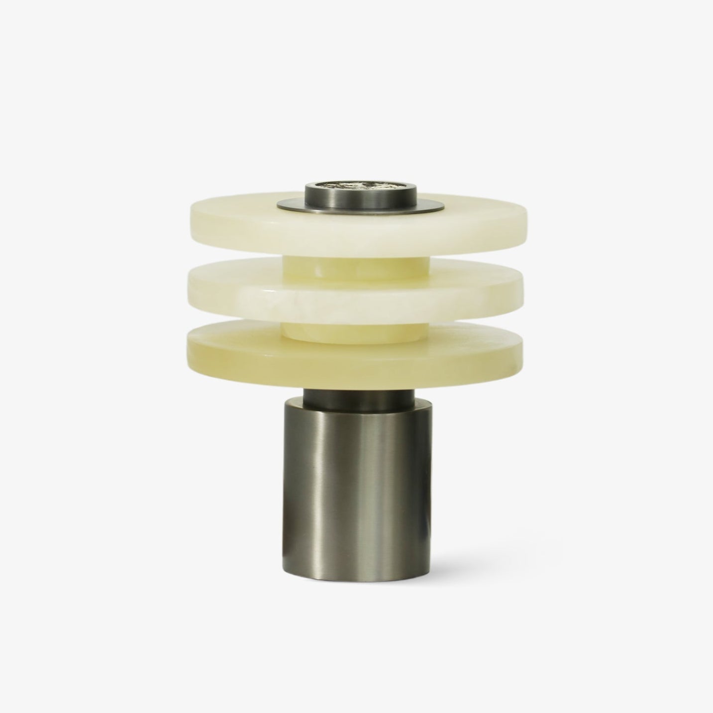 Lampe à poser moderne Mogens en Albâtre Argenté et blanc
