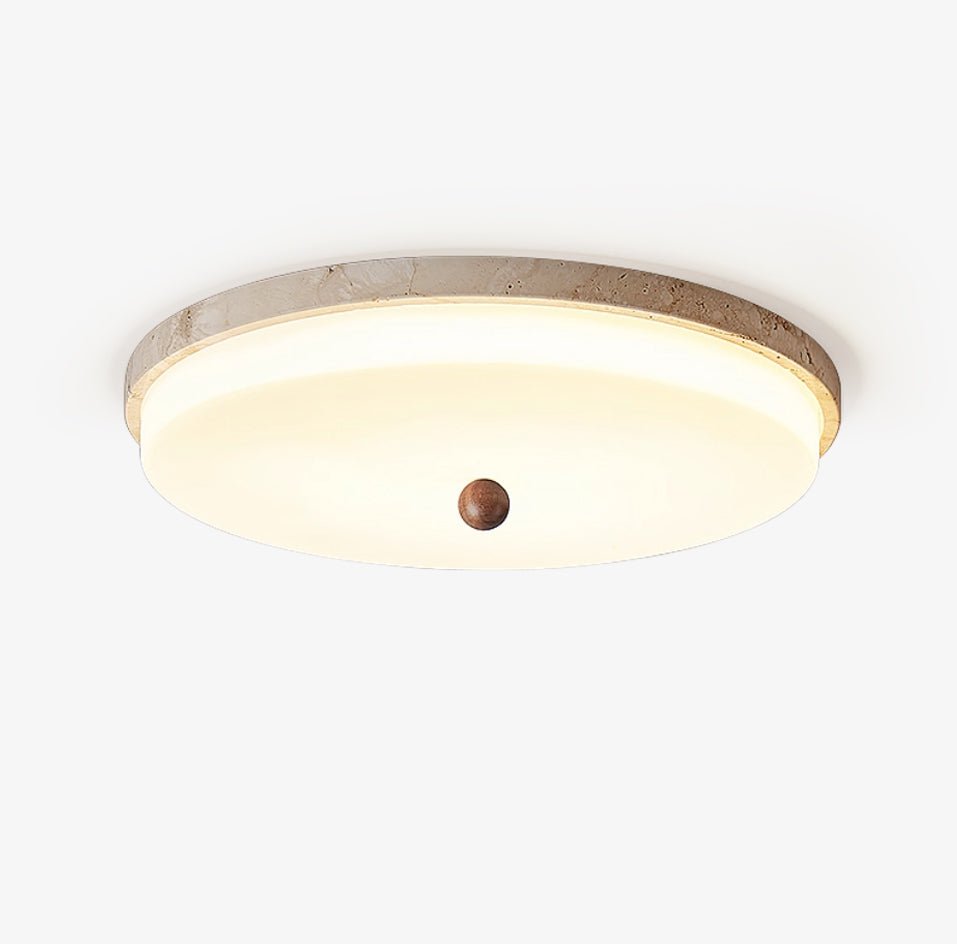 Plafonnier moderne Newton en Travertin jaune et blanc