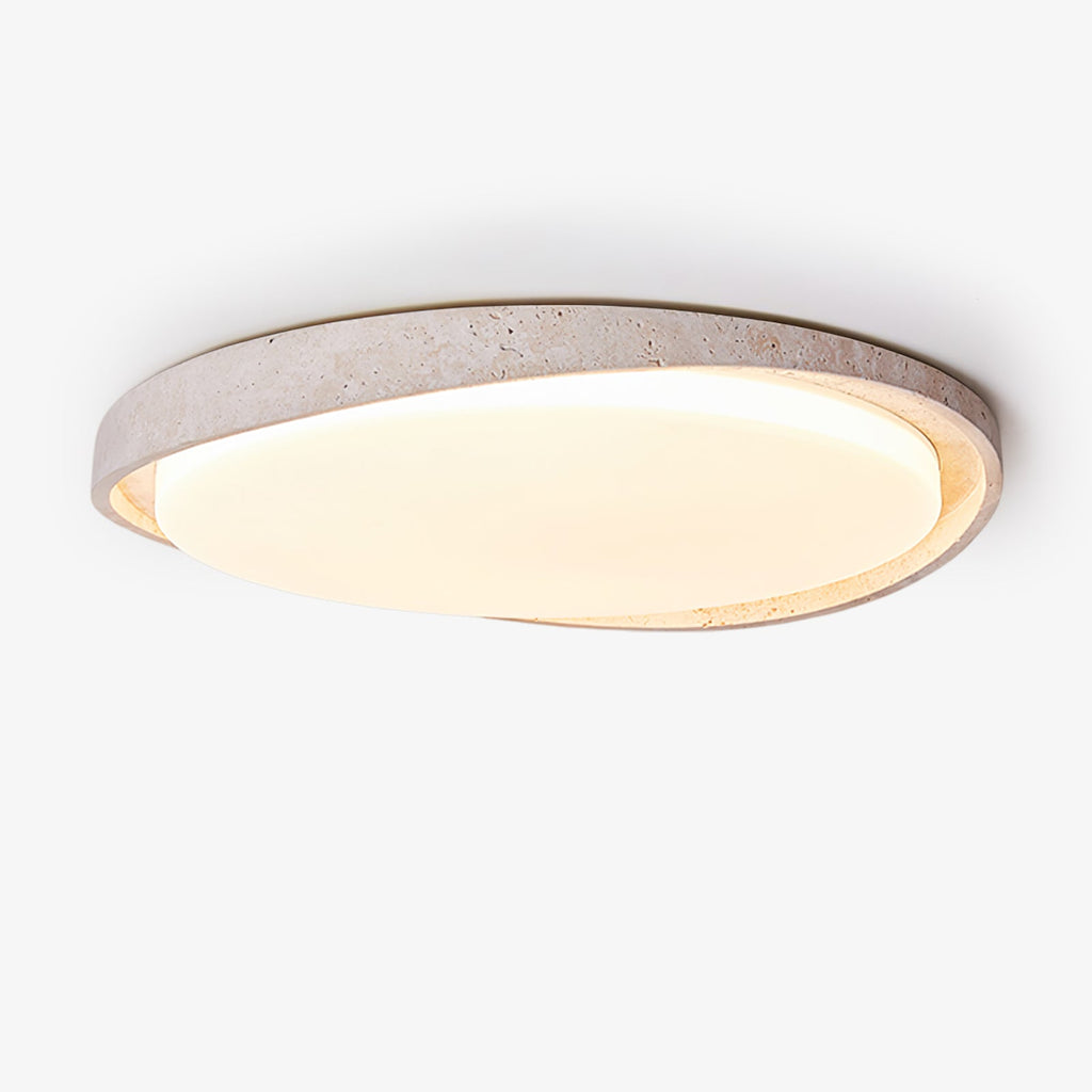 Plafonnier moderne Lamont en Travertin jaune et blanc