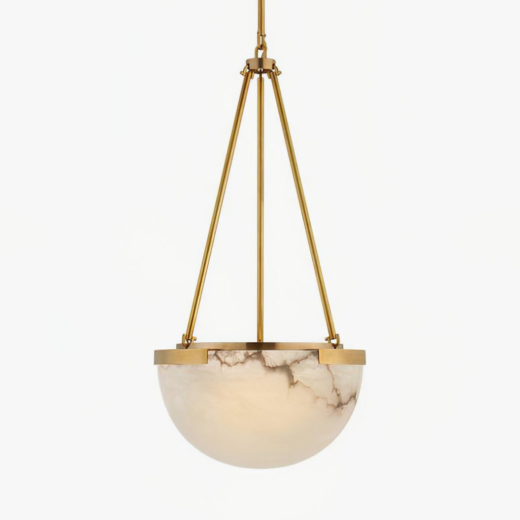 Lustre moderne Camden en Albâtre Chrome et blanc