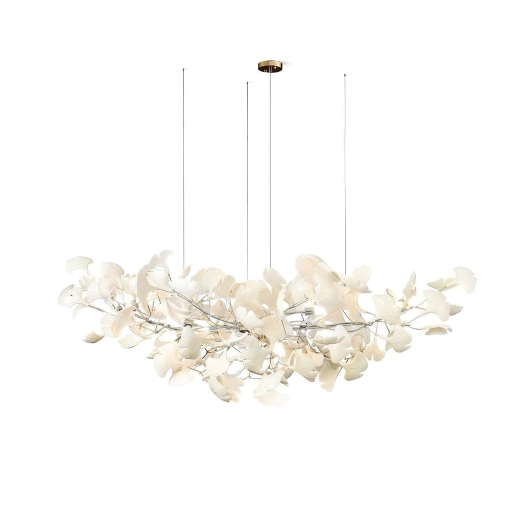 Lustre moderne Heimir en Métal Nickel corps et blanc feuilles