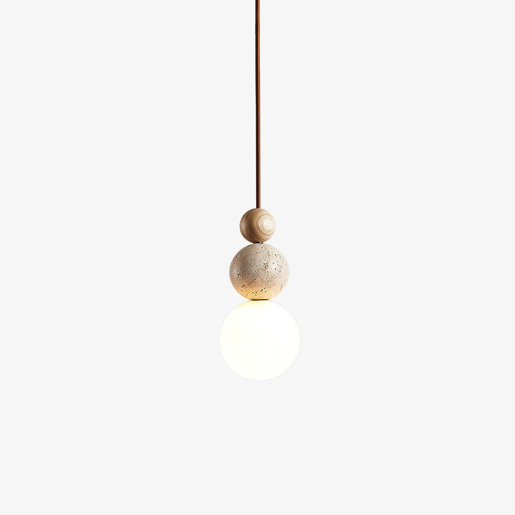Suspension moderne Brook en Bois et travertin jaune