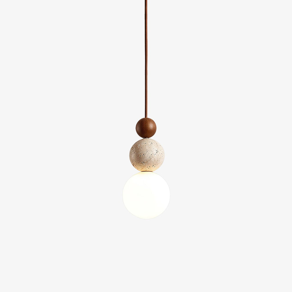 Suspension moderne Brook en Noyer et travertin jaune
