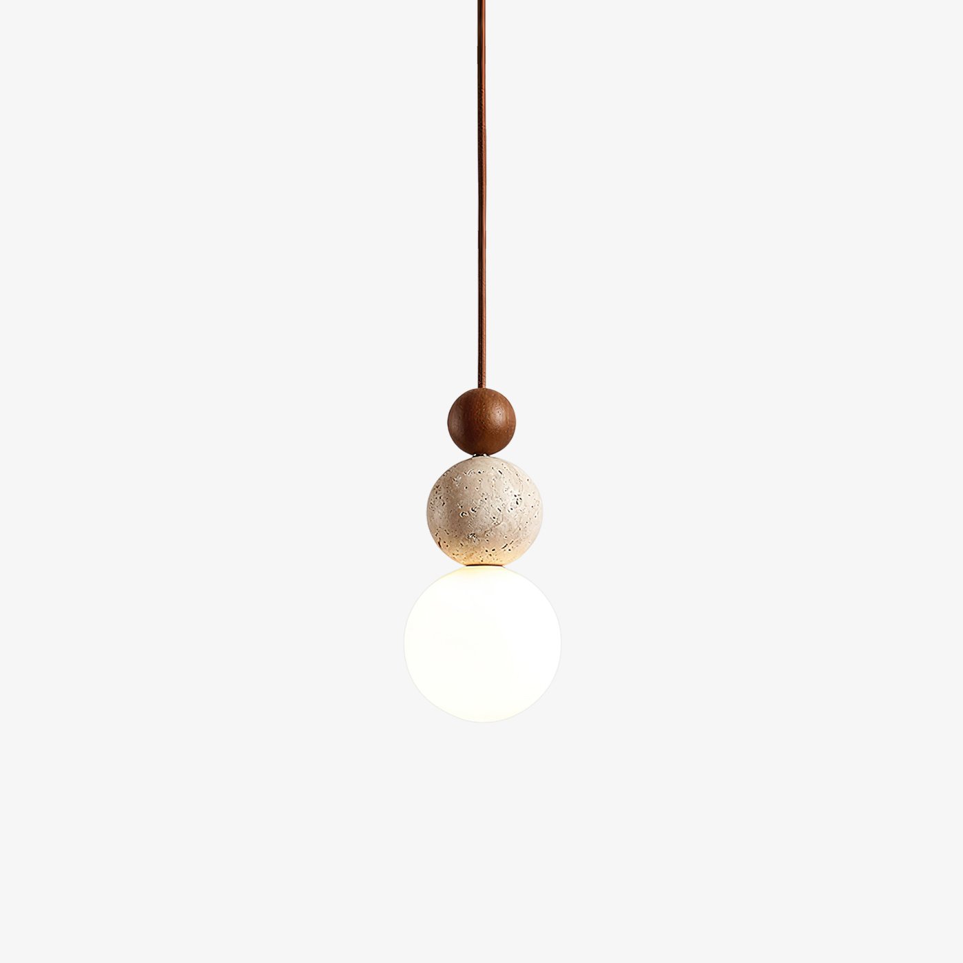 Suspension moderne Brook en Noyer et travertin jaune