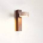 Applique murale moderne Haagen en Noyer bois et travertin jaune