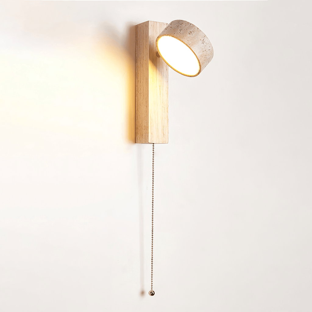 Applique murale moderne Haagen en Bois et travertin jaune