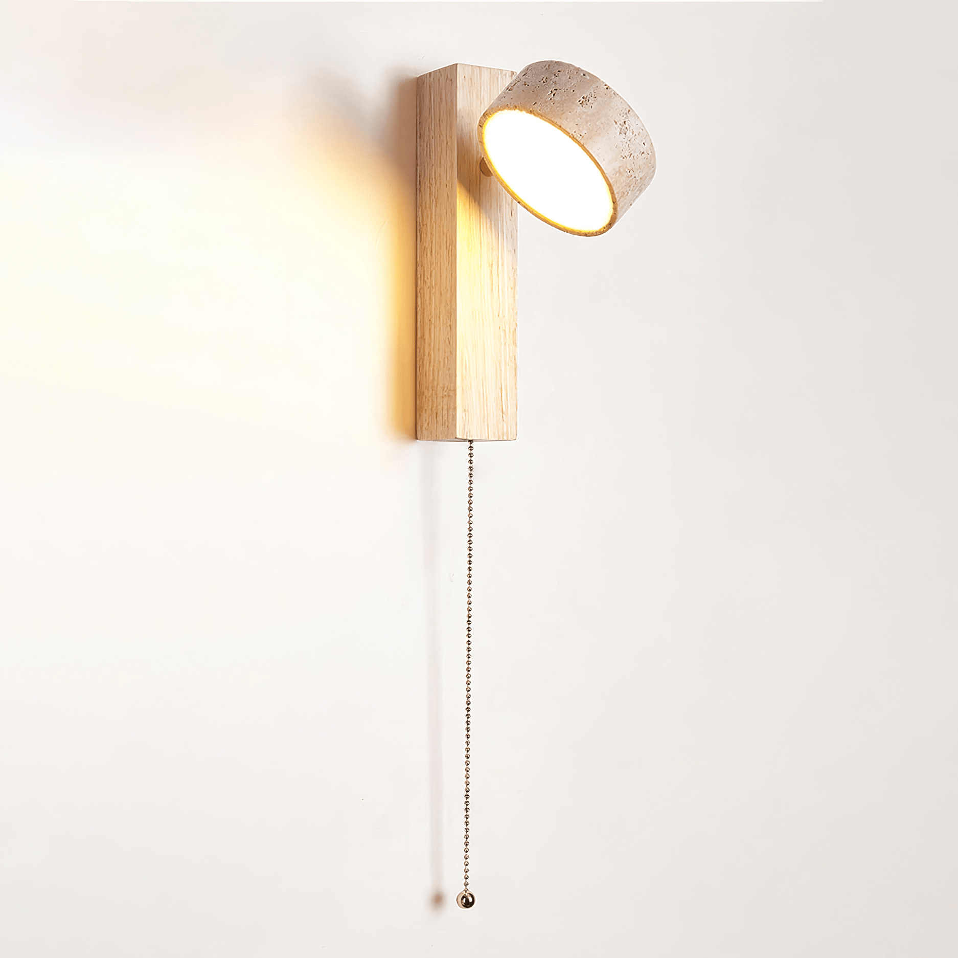 Applique murale moderne Haagen en Bois et travertin jaune