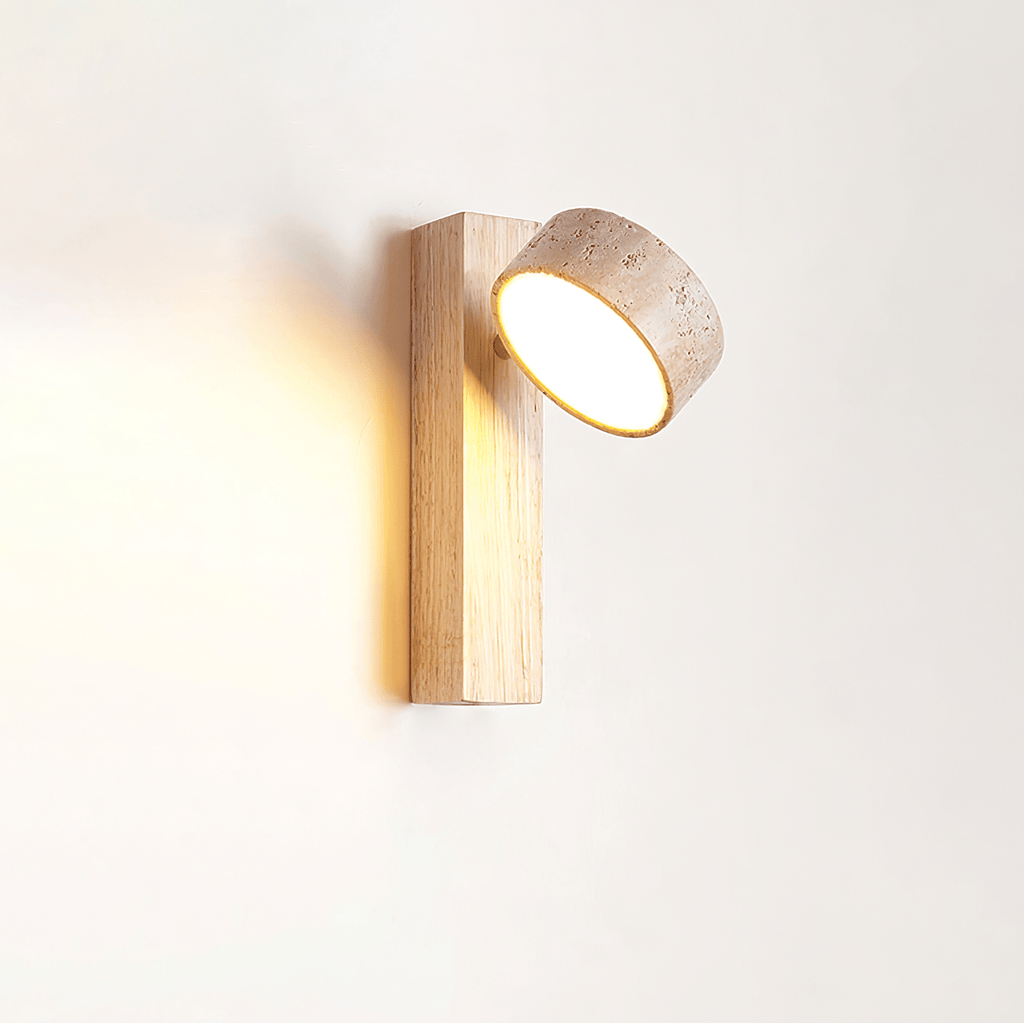 Applique murale moderne Haagen en Bois et travertin jaune