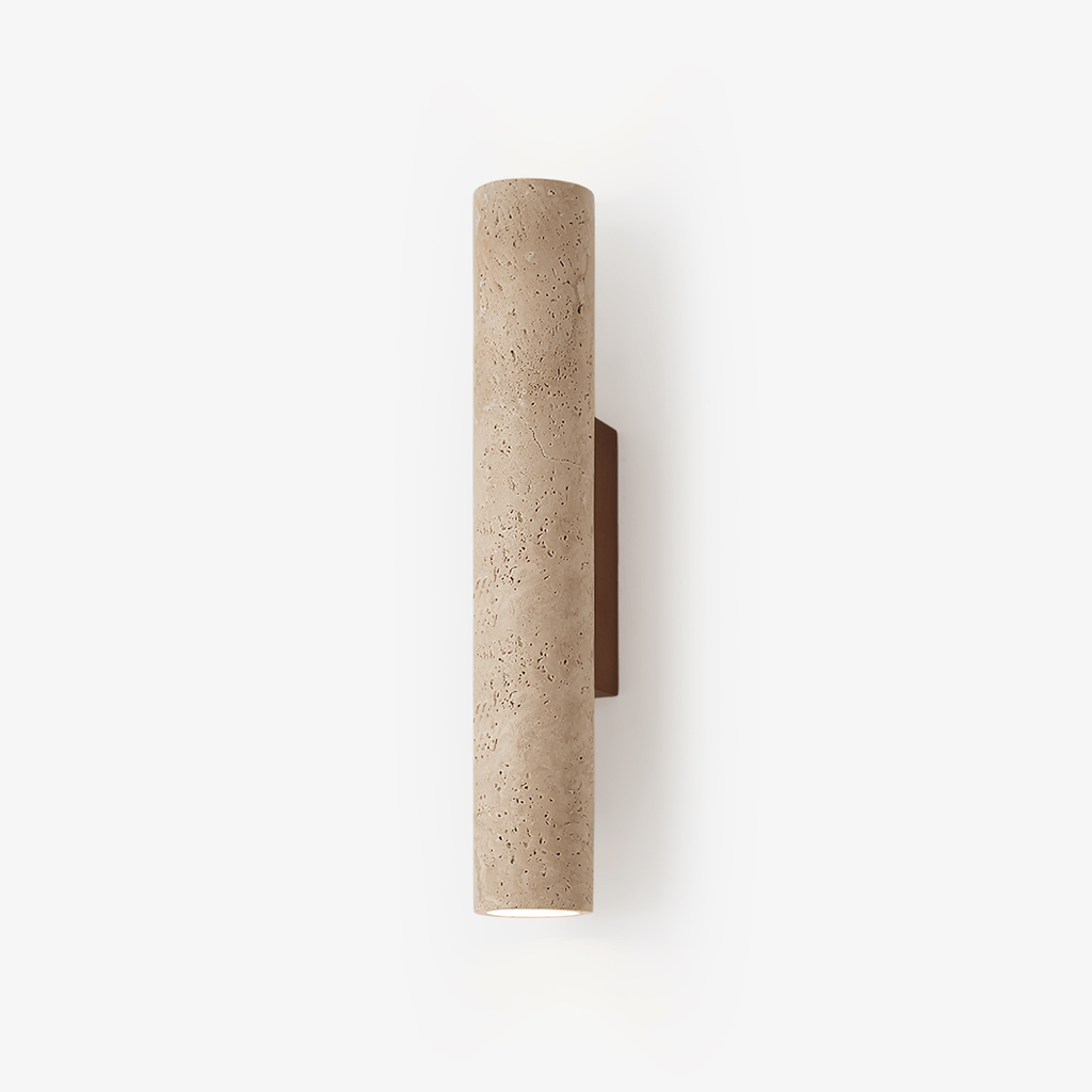 Applique murale moderne Eirikur en Noyer bois et travertin jaune