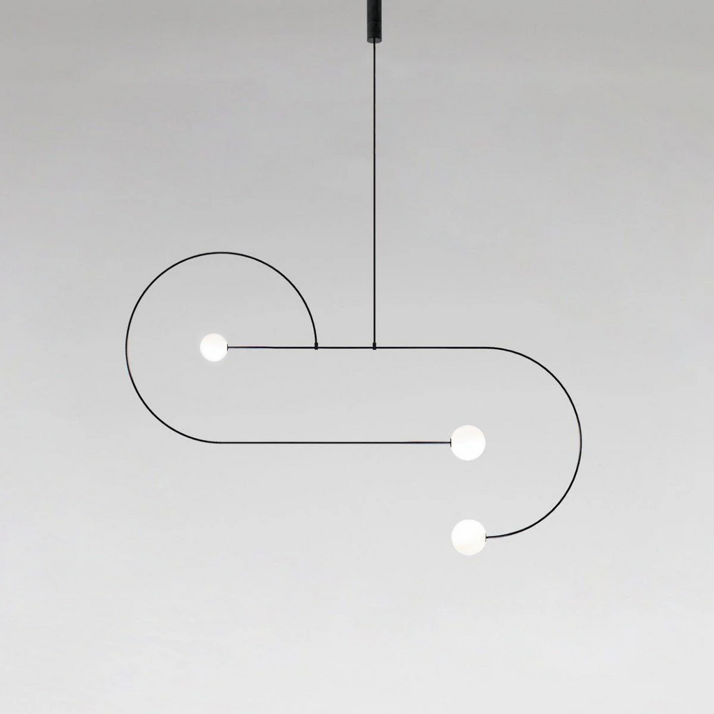Lustre moderne Todd en Métal, Fer, Acier, Verre Noir