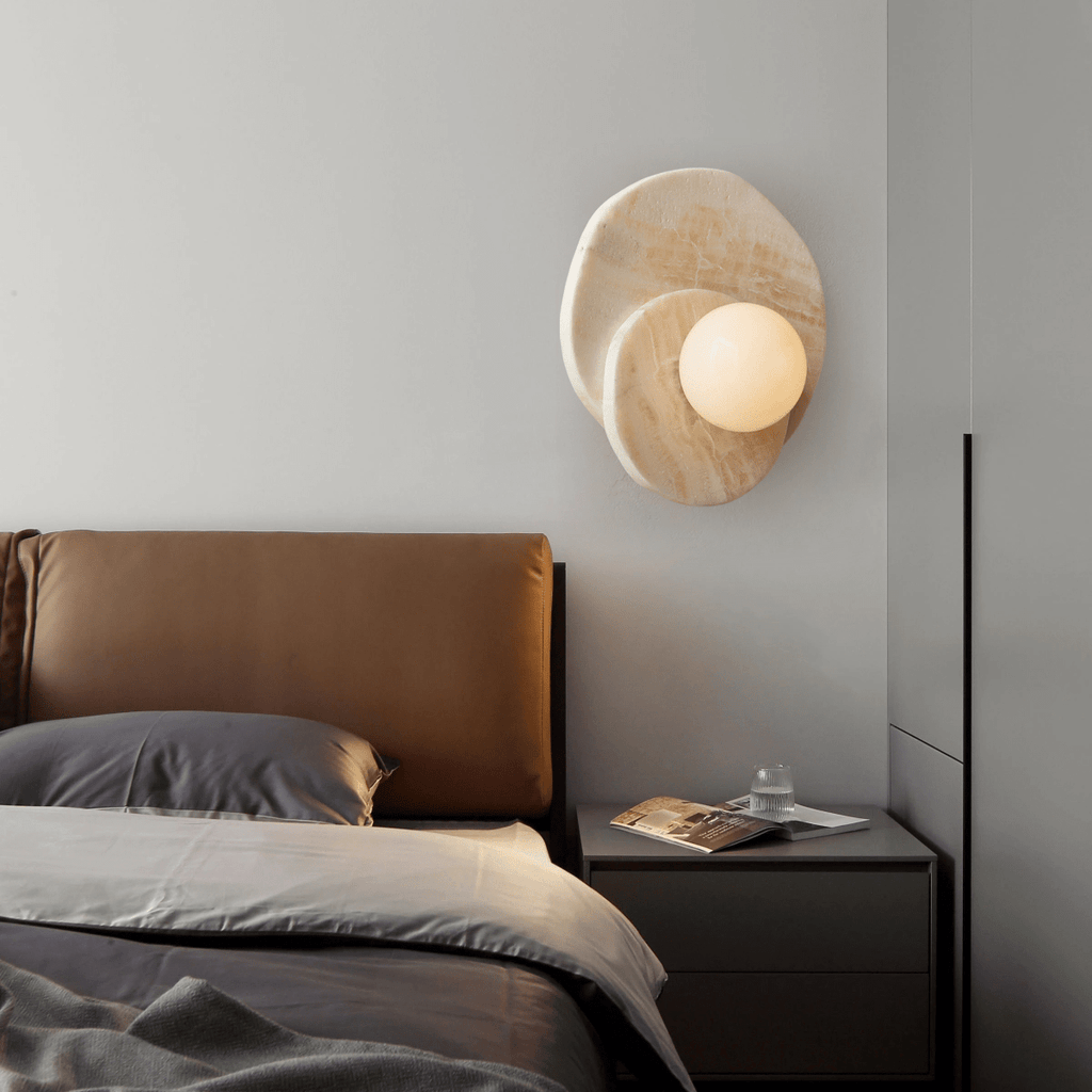 Applique murale moderne Hedvig en pierre, Marbre Beige albâtre